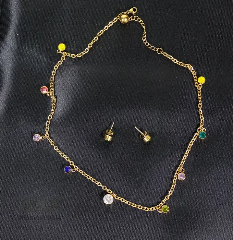 گردبند و گوشواره استیل کد 185