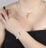 ست صدف باروک با آویز دم وال و صدف طلایی کد 161 - Image 6