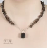 گردنبند کوارتز مشکی و آویز اونیکس کد 143 - Image 2