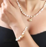 ست صدف باروک با آویز دم وال و صدف طلایی کد 161 - Image 2