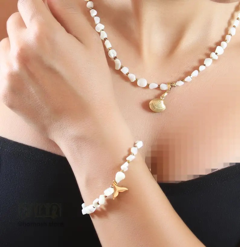 homash 78 ست صدف باروک با آویز دم وال و صدف طلایی کد 161 - Image 2