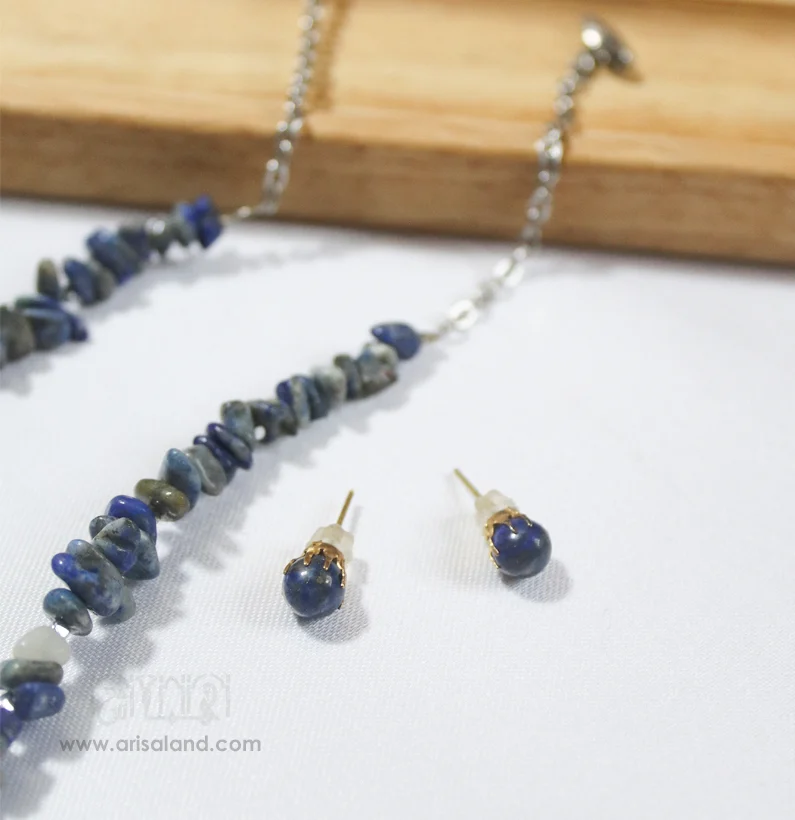 lajevard-star-02 ست گردنبند و گوشواره لاجورد کد 116 - Image 2