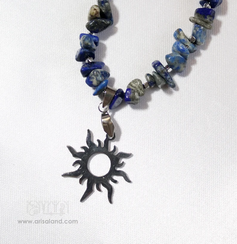 lajevard-star-03 ست گردنبند و گوشواره لاجورد کد 116 - Image 3