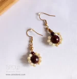 ست گردنبند و گوشواره جید قرمز و کارامل - Image 2