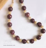 ست گردنبند و گوشواره جید قرمز و کارامل - Image 4