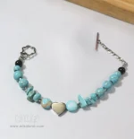 دستبند فیروزه با قلب استیل - Image 2