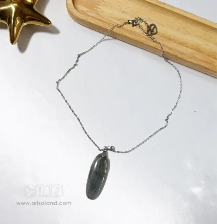 گردنبند سنگ لابرادوریت بیضی