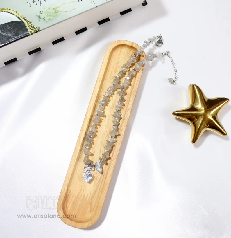 lab-01 گردنبند لابرادوریت با آویز سواروسکی