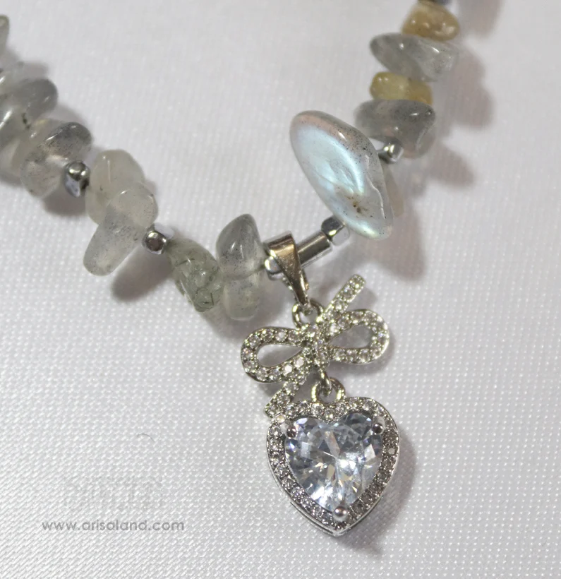 lab-03 گردنبند لابرادوریت با آویز سواروسکی - Image 3