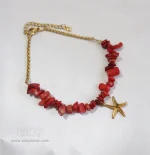 گردنبند و دستبند مرجان با آویز ستاره دریایی - Image 2