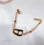 بند عینک و دستبند نیمانی کریستال صورتی - Image 3