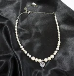 گردنبند مروارید اصل با آویز قلب سواروسکی - Image 2