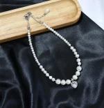 گردنبند مروارید اصل با آویز قلب سواروسکی - Image 3