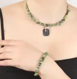 گردنبند و دستبند یشم با حدید کد 4 - Image 2