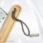 گردنبند سنگ بارک استون با آویز شعر نوشته