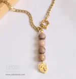 گردنبند سنگ رودونیت با آویز جغد کد 527 - Image 3