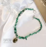 گردنبند و دستبند عقیق خزه ای - Image 3