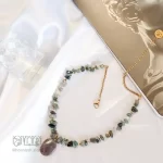گردنبند عقیق خزه ای رنگی