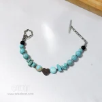 دستبند فیروزه با قلب استیل