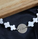 دستبند صدف با پلاک نقره نوشته Lilo کد 294 - Image 2