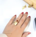 ست انگشتر و گوشواره برنج طرح تاج کد 247 - Image 2
