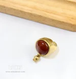 انگشتر برنجی با نگین گرد قهوه ای و آویز انار کد 507 - Image 3