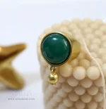 انگشتر برنجی با نگین گرد سبز و آویز انار کد 387 - Image 2