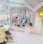 پازل سه بعدی خانه مینیاتوری چوبی DIY با LED - Image 4