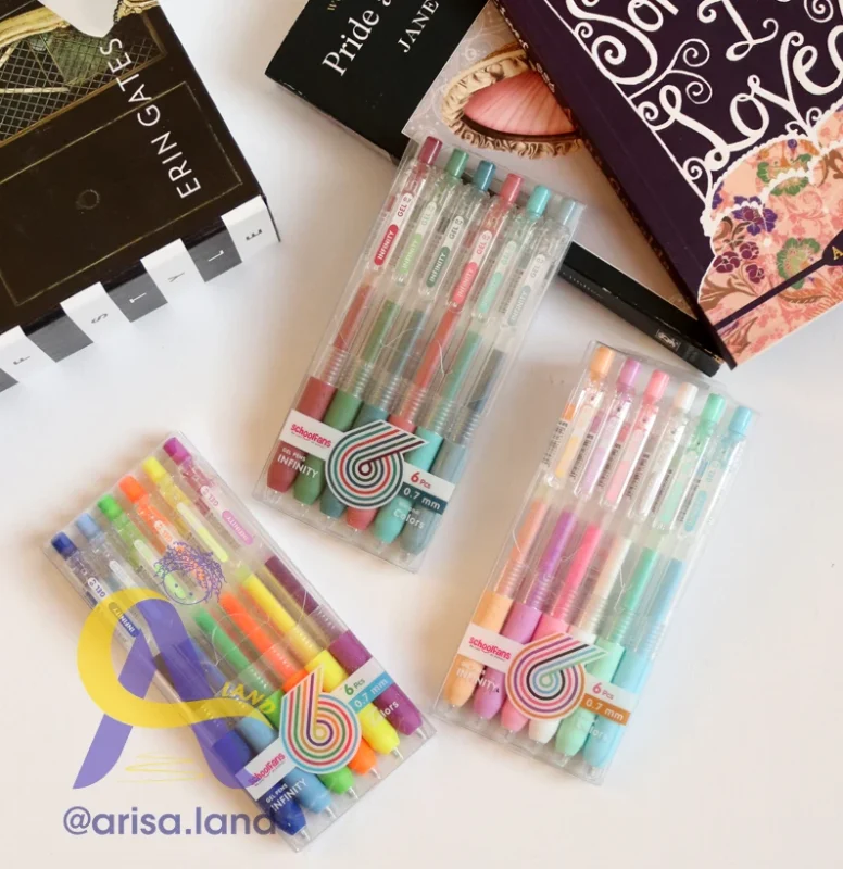 روان‌نویس گریپ‌دار Infinity اسکول فنس Schoolfans | بسته ۶ عددی رنگی