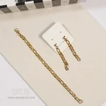 دستبند و گوشواره استیل طلایی