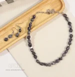 ست گردنبند و گوشواره چاروئیت با نگین سواروسکی - Image 4