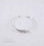 بنگل نقره ای طرح برگ - Image 3