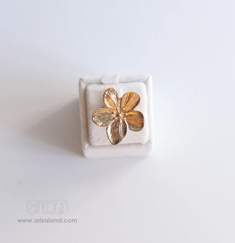 flower-gold-ring-01 انگشتر گل بزرگ طلایی