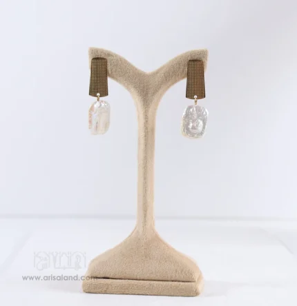 گوشواره صدف مستطیل سفید آبالون