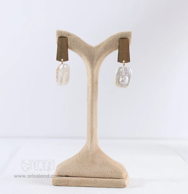goshvare-abalon-247-02 گوشواره صدف مستطیل سفید آبالون
