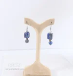ست دستبند و گوشواره لاجورد مربع اصل رگه طلایی کد 10016 - Image 2
