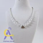 گردنبند مروارید شل با آویز دم وال استیل | آریسالند