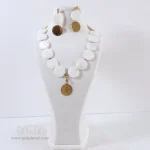 ست گردنبند و گوشواره صدف تخت گرد