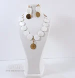ست گردنبند و گوشواره صدف تخت گرد