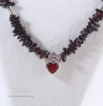 ست گردنبند و گوشواره گارنت با آویز قلب - Image 3