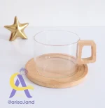 فنجان پیرکس با دسته و کفی بامبو - تصویر 2